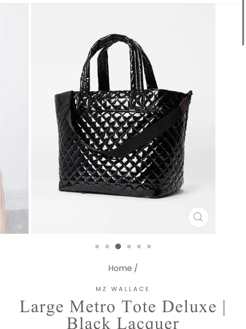 MZ Wallace Quilted Lacquer Tote in Black - Picture 3 of 12